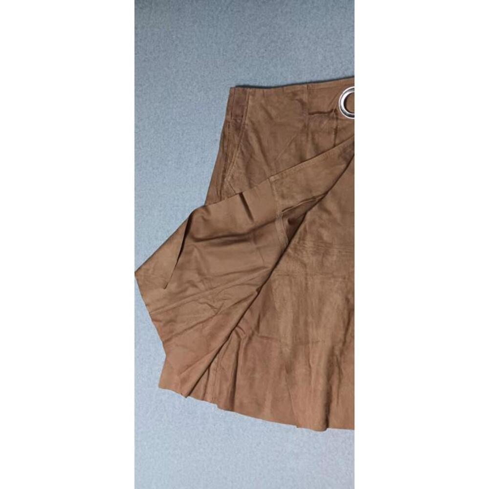 29 Porter Rd Goat Leather Midi Skirt Wrap Womens Size Medium Brown Tie... - Picture 6 of 13
